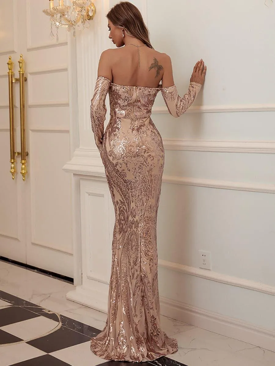 Off Shoulder Sequin Prom Dress FT18392