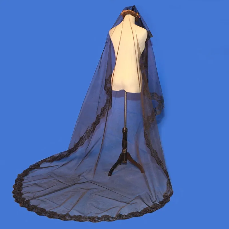 One-Layer Black Bridal Veil