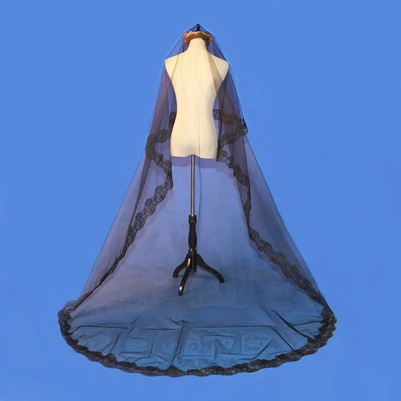 One-Layer Black Bridal Veil