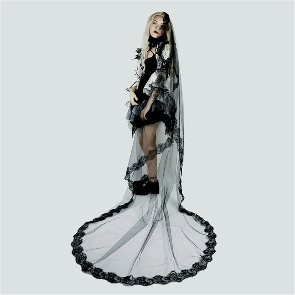 One-Layer Black Bridal Veil