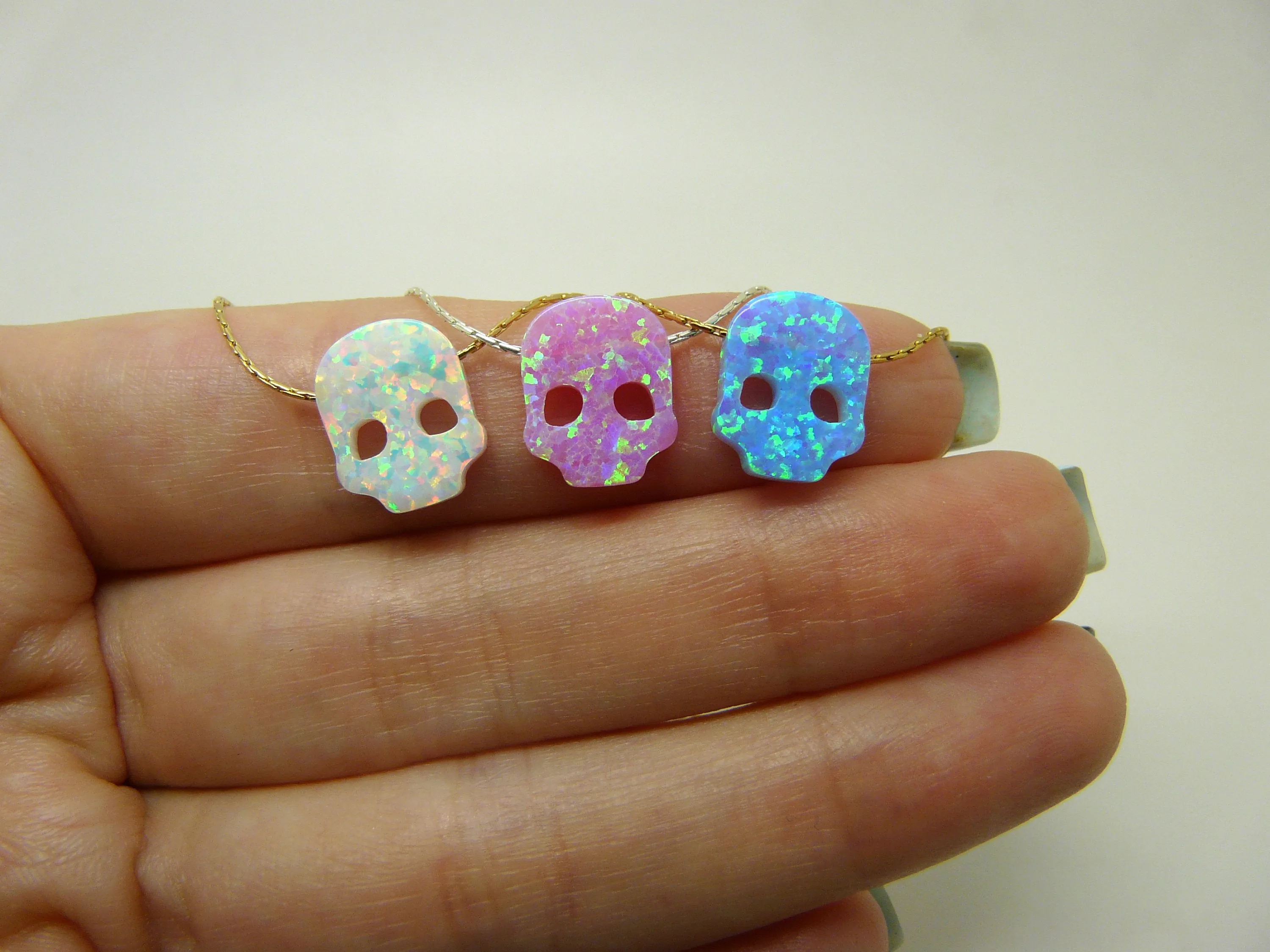 Opal Skull Necklace – Edgy & Unique