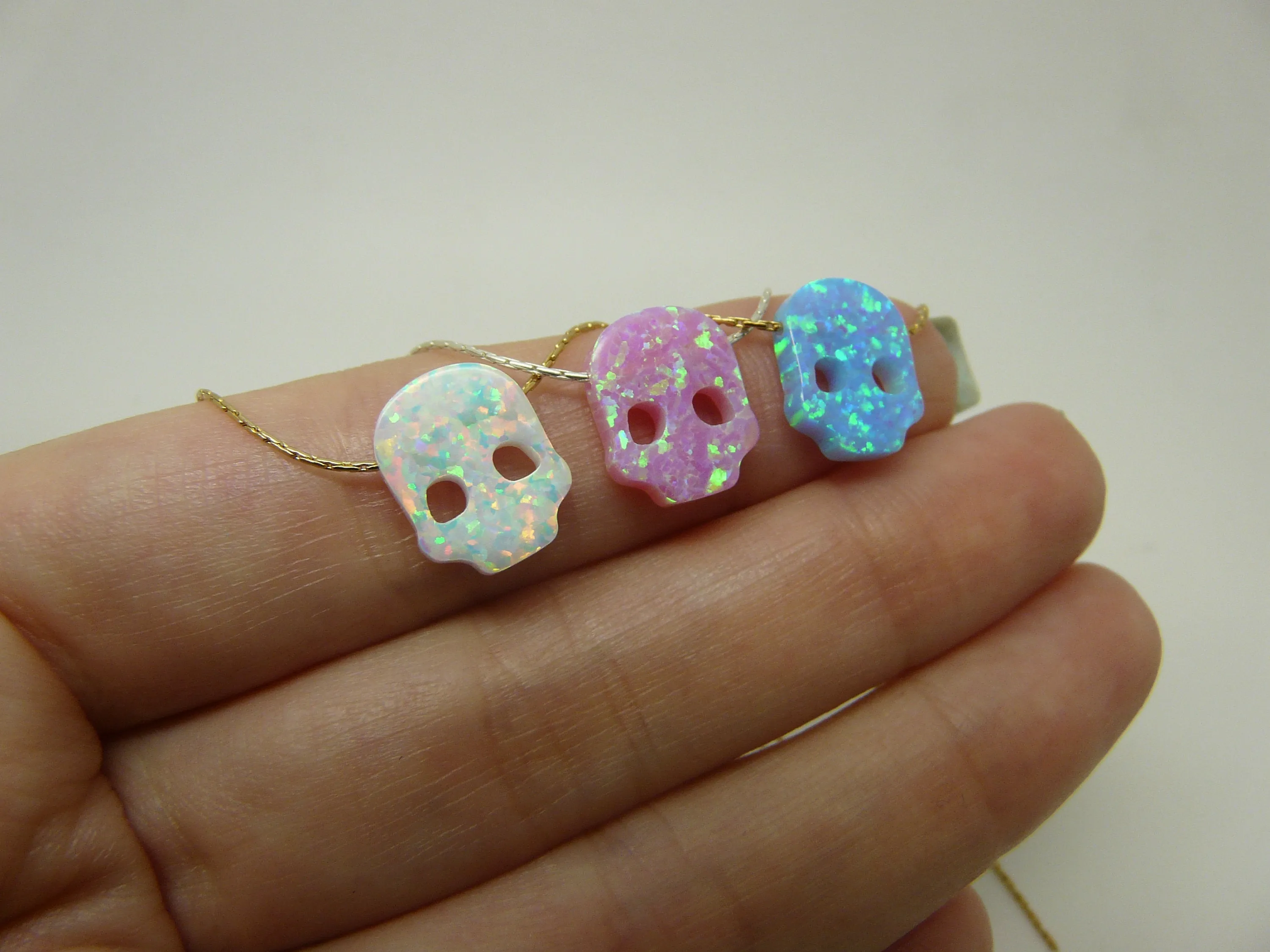 Opal Skull Necklace – Edgy & Unique