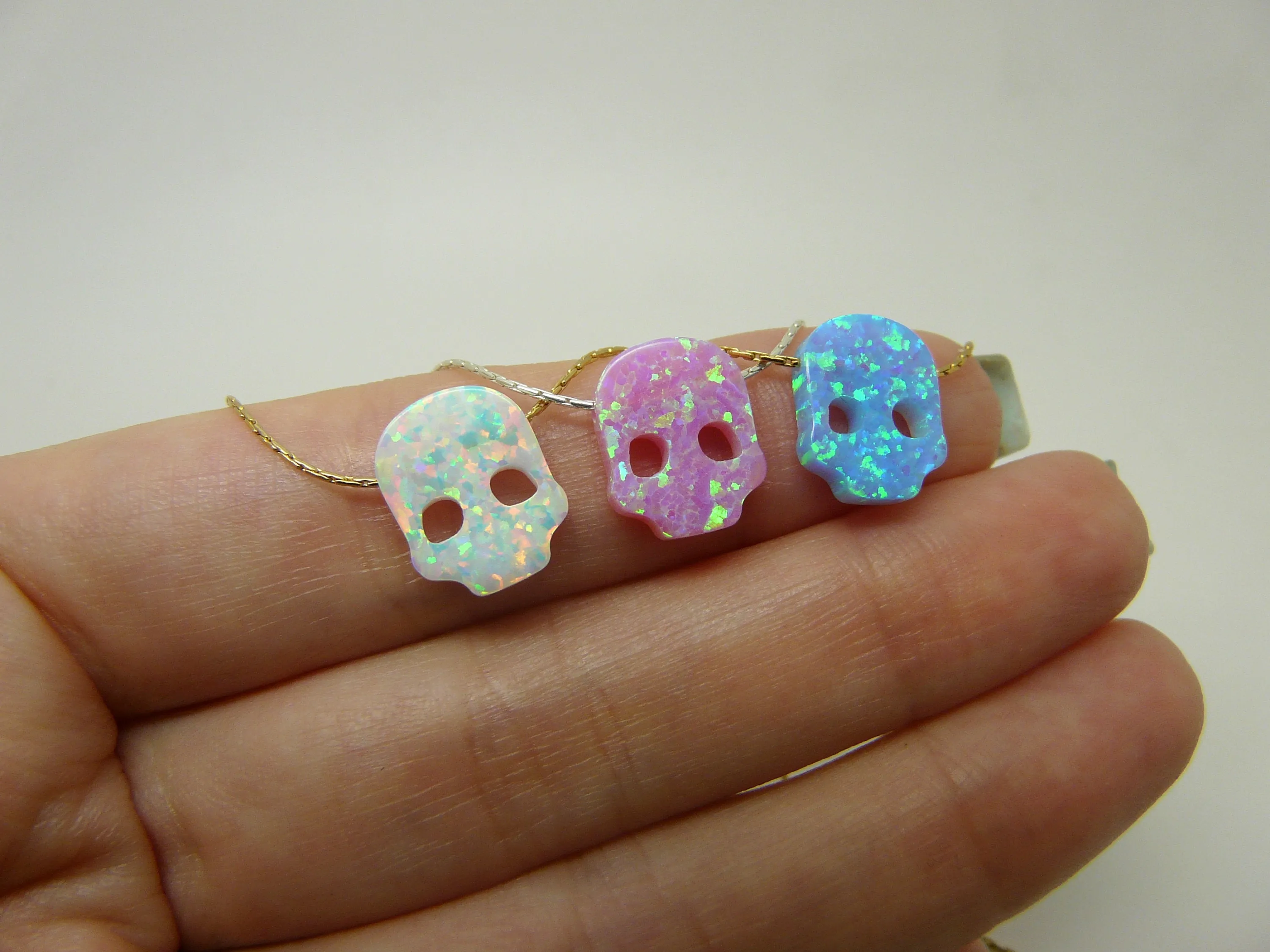 Opal Skull Necklace – Edgy & Unique