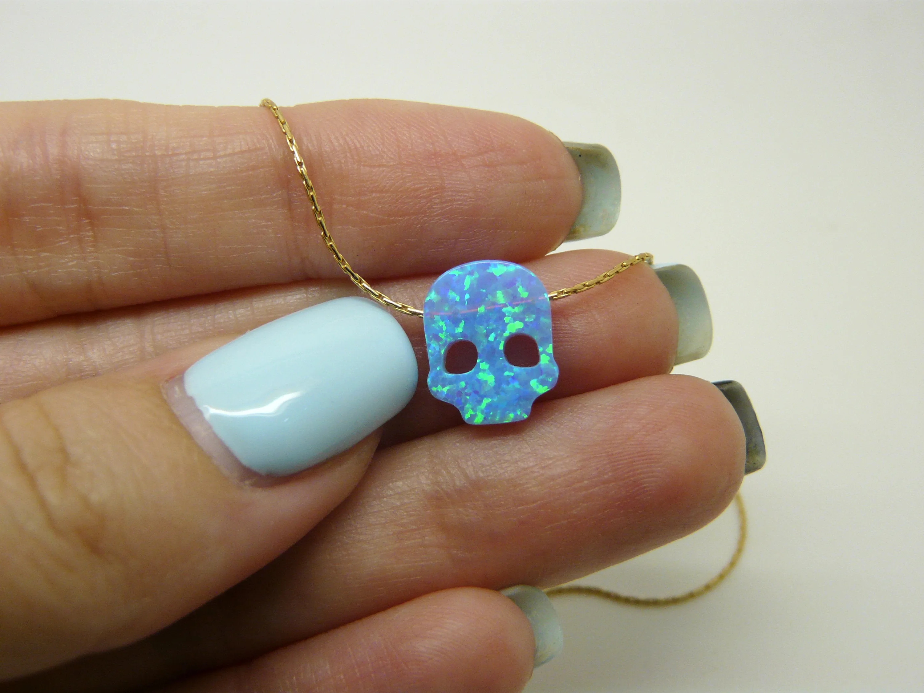 Opal Skull Necklace – Edgy & Unique