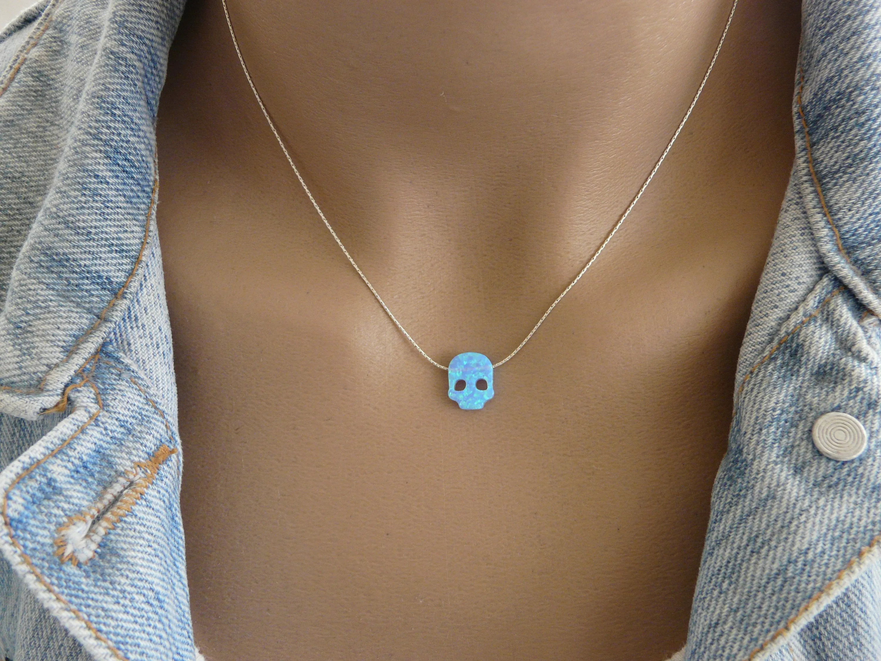 Opal Skull Necklace – Edgy & Unique