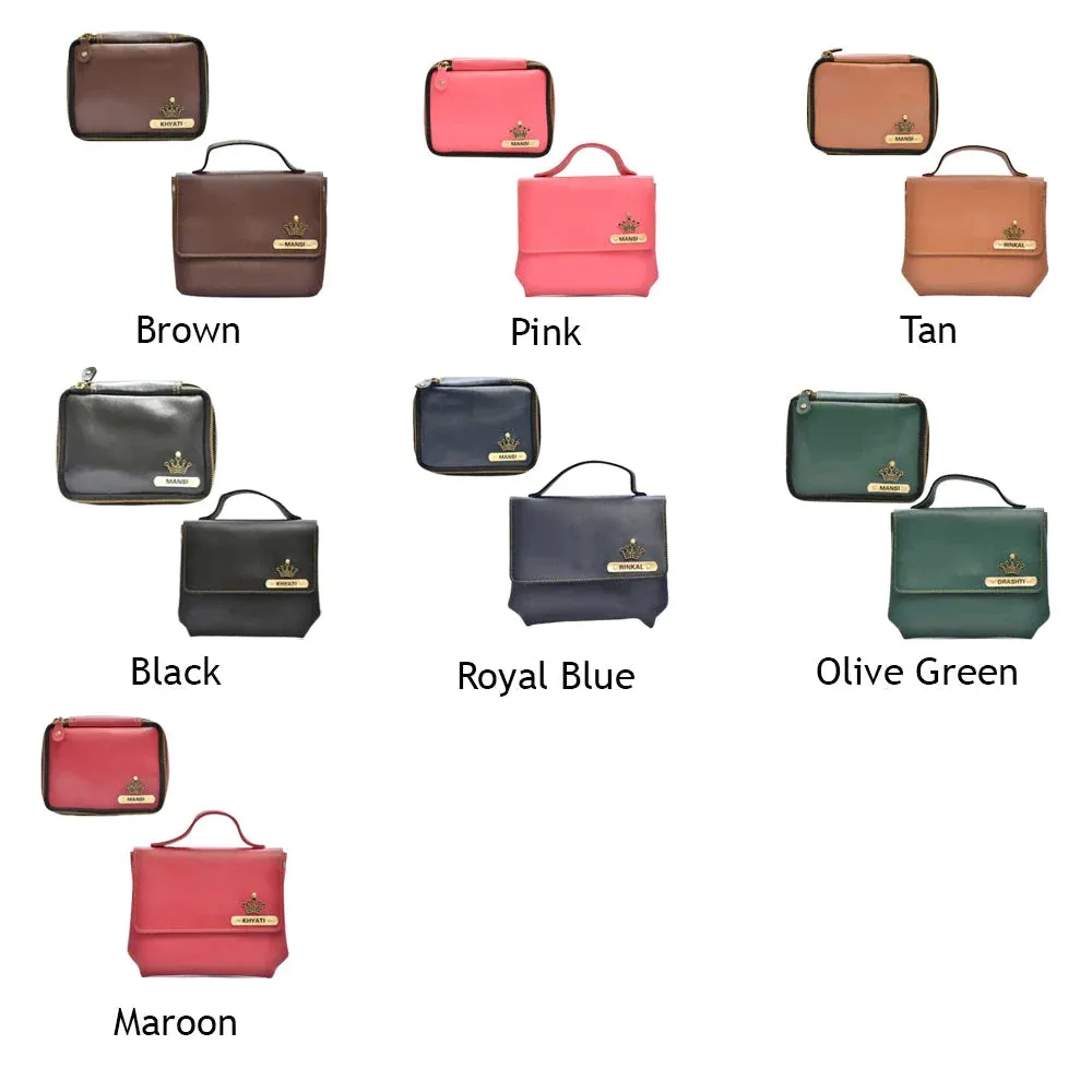 Personalized Mini make up kit   Sling bag - Wine