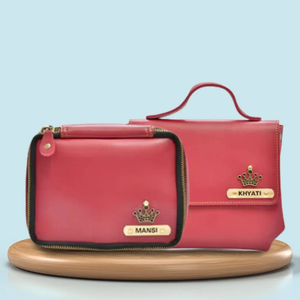 Personalized Mini make up kit   Sling bag - Wine