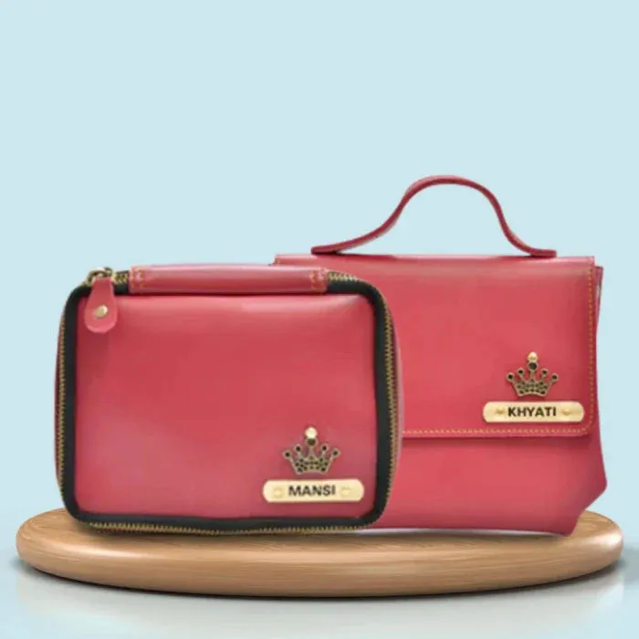 Personalized Mini make up kit   Sling bag - Wine