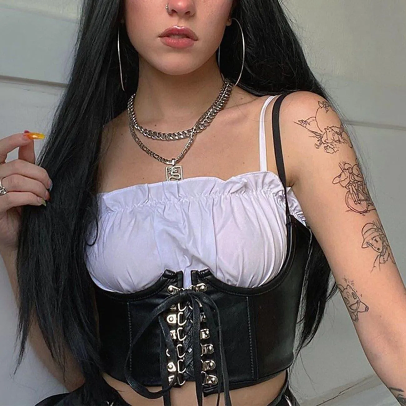 Personalized Punk PU Bandage Sling Vest