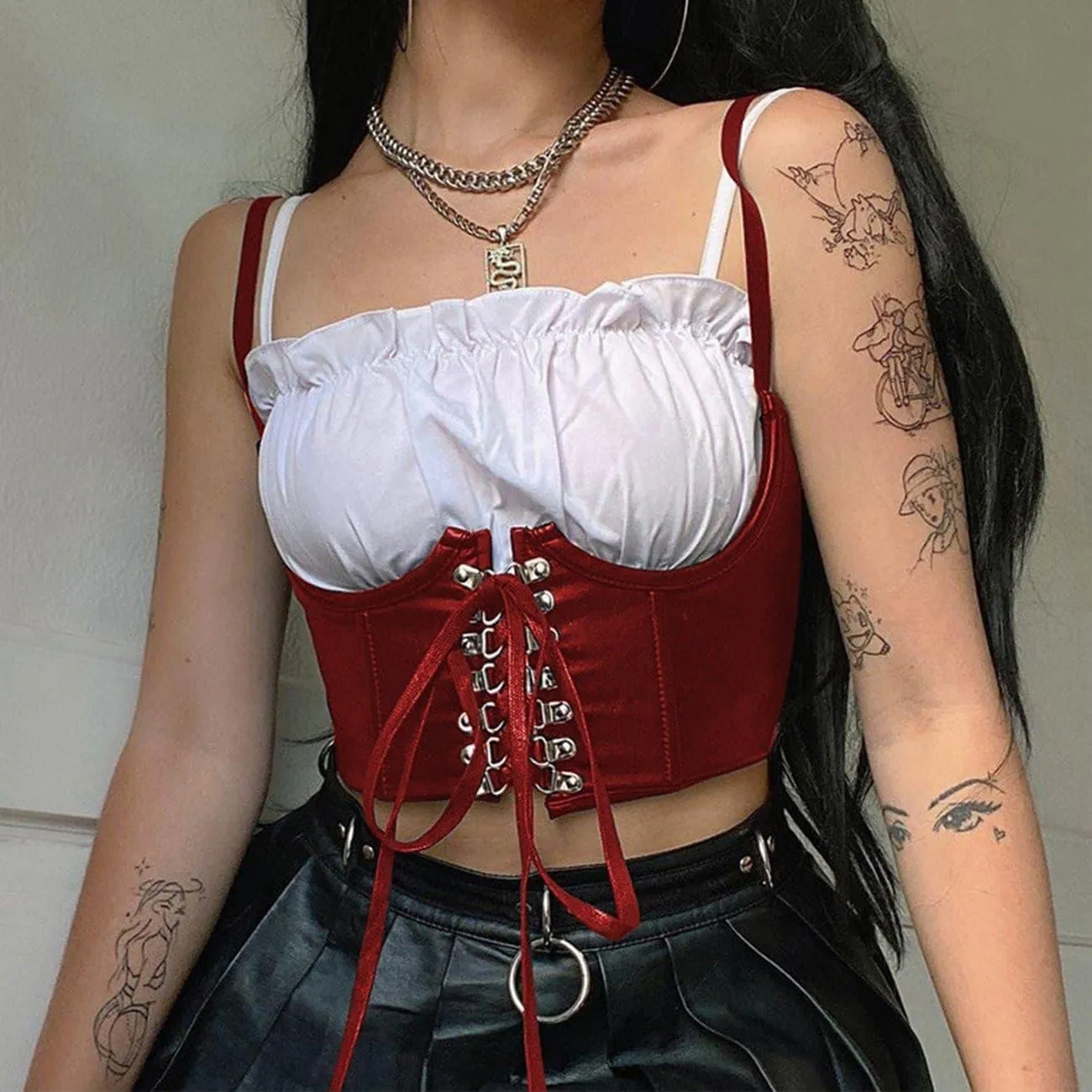 Personalized Punk PU Bandage Sling Vest