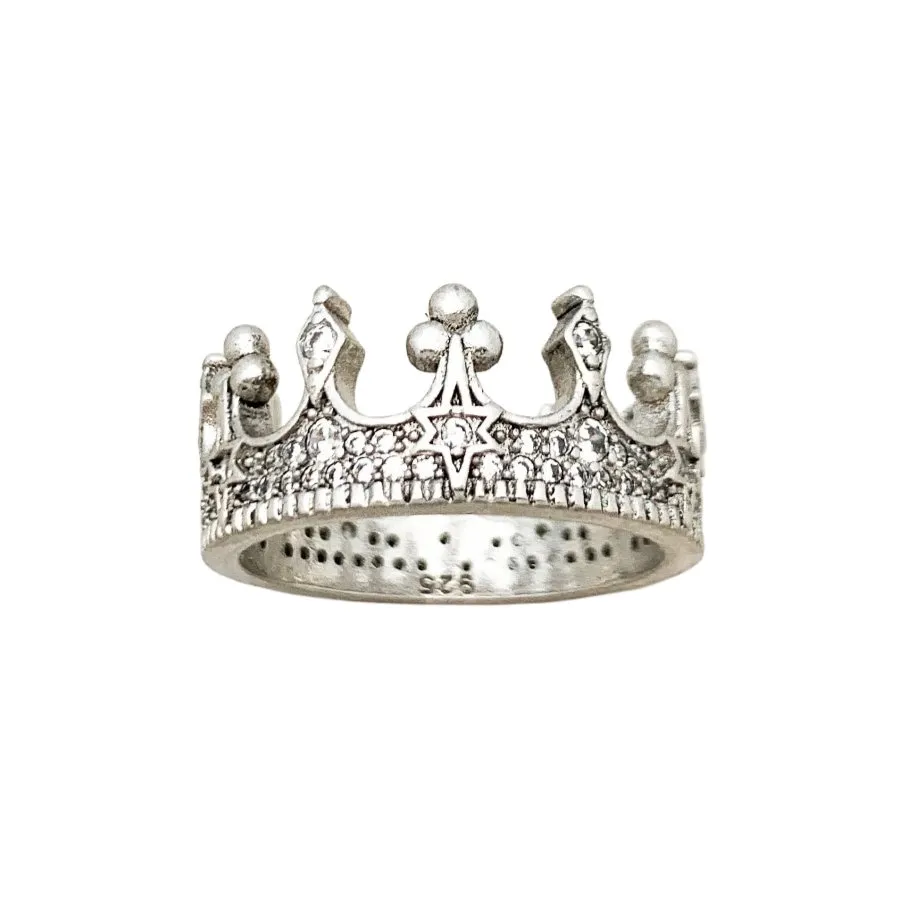Punk Crown Diamond Pave Setting Ring