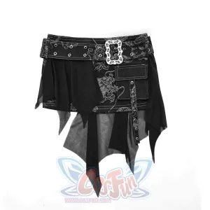 Punk Dark Denim Mini Skirt