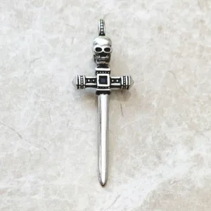 Punk Skull & Hammer Hilt Sword Pendant