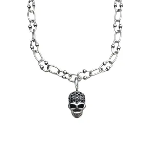 Punk Skull Diamond Paved Charm Necklace