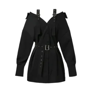"BLACK GOTHIC OFF SHOULDER" SHIRT DRESS K082201