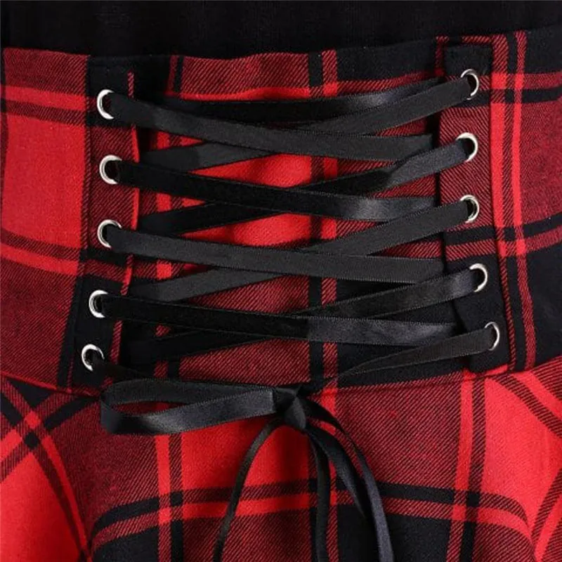 "GOTHIC PLAID HALF SLEEVES IRREGULAR" DRESS K082107