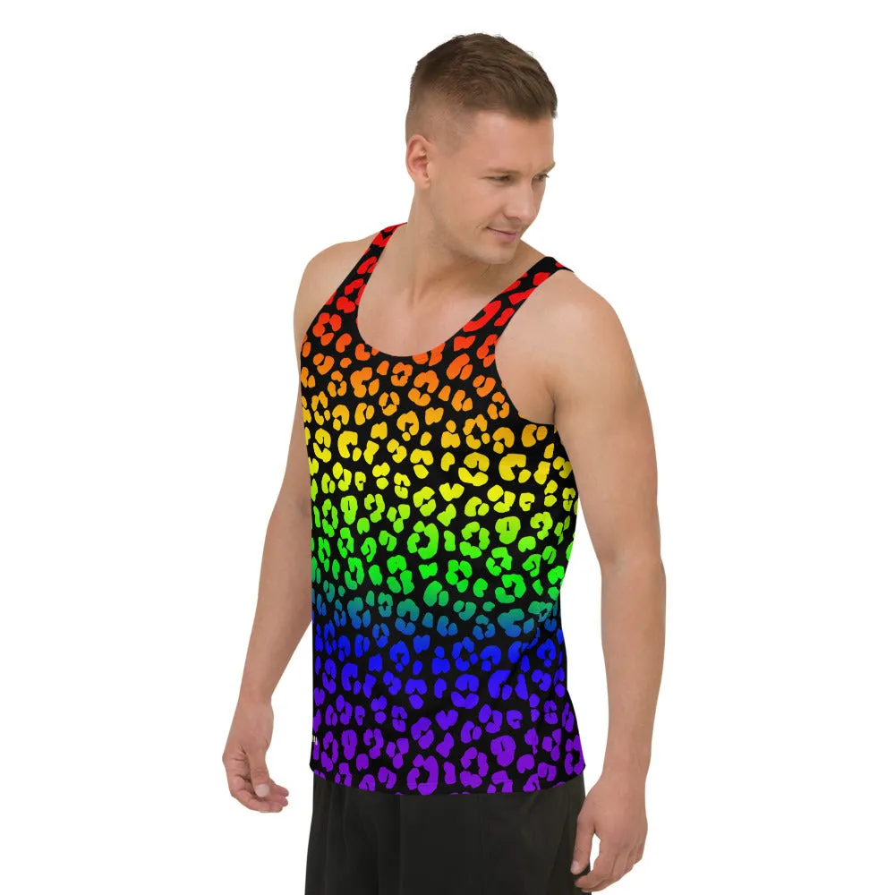Rainbow Leopard Print Unisex Tank Top / All Over Print