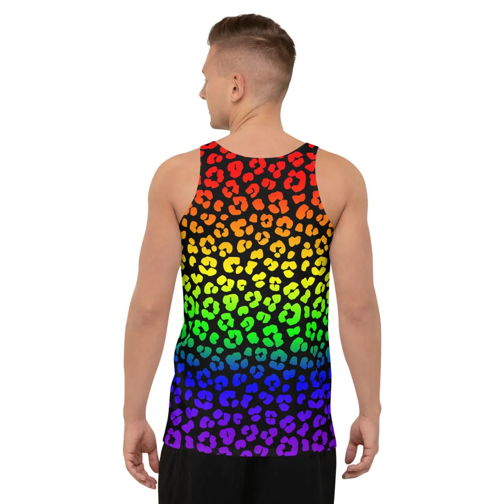 Rainbow Leopard Print Unisex Tank Top / All Over Print