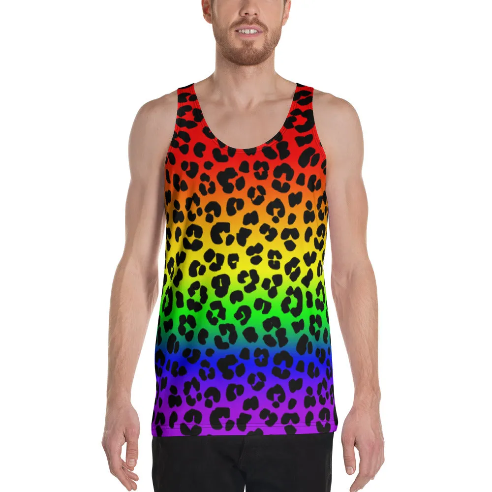 Rainbow Leopard Print Unisex Tank Top / All Over Print