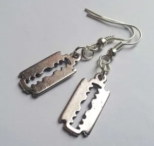 Razor Blade Earrings , Gothic, silver color, Emo Jewellery , Goth , Punk , Kitsch , Handmade Jewellery , Handmade