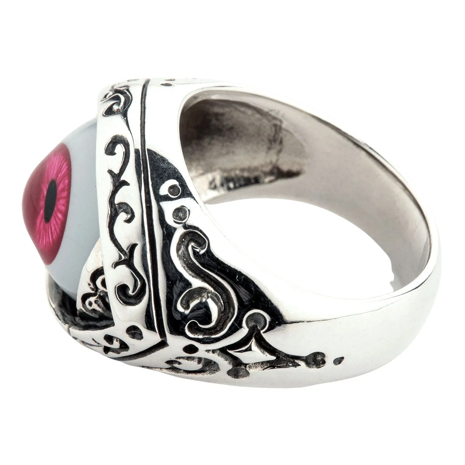 Red Evil Eye Eyeball Sterling Silver Gothic Ring