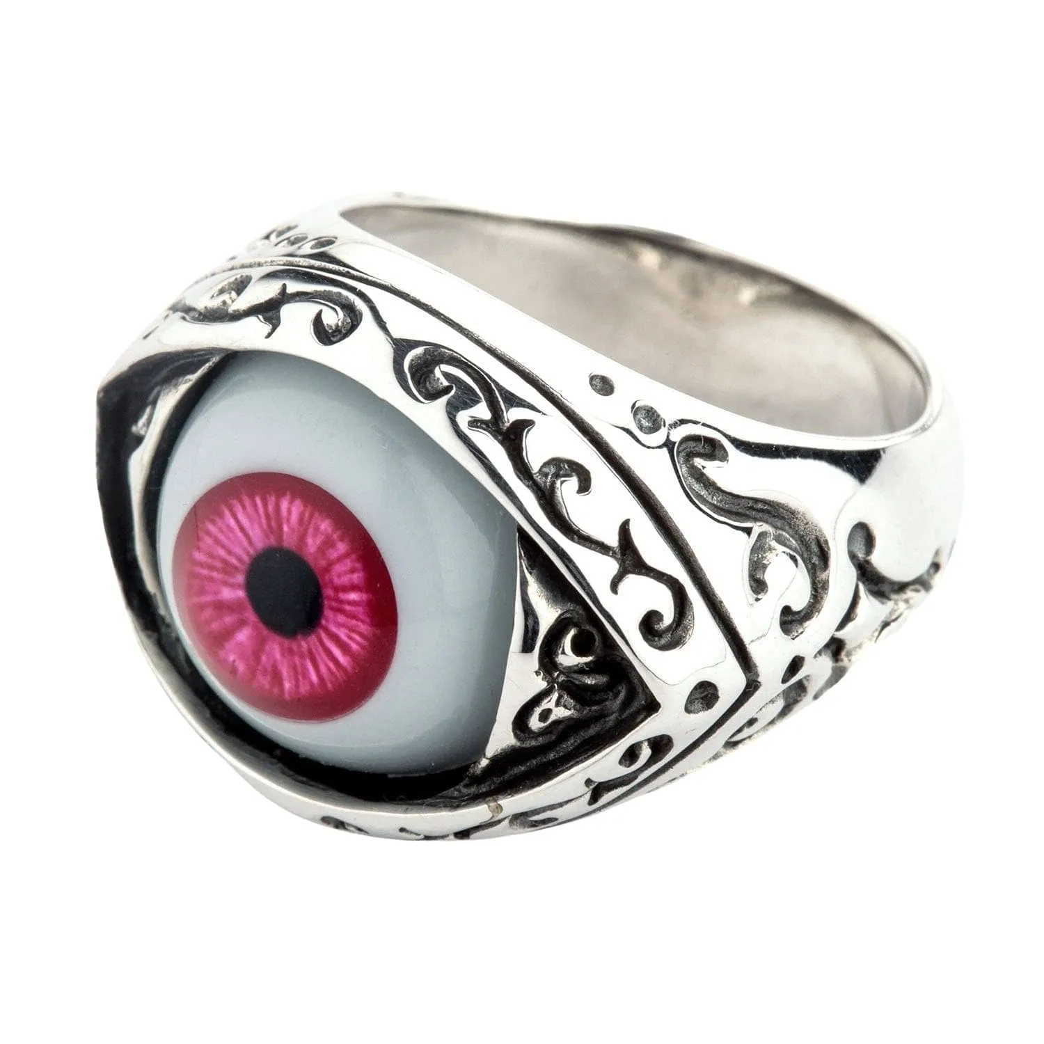Red Evil Eye Eyeball Sterling Silver Gothic Ring