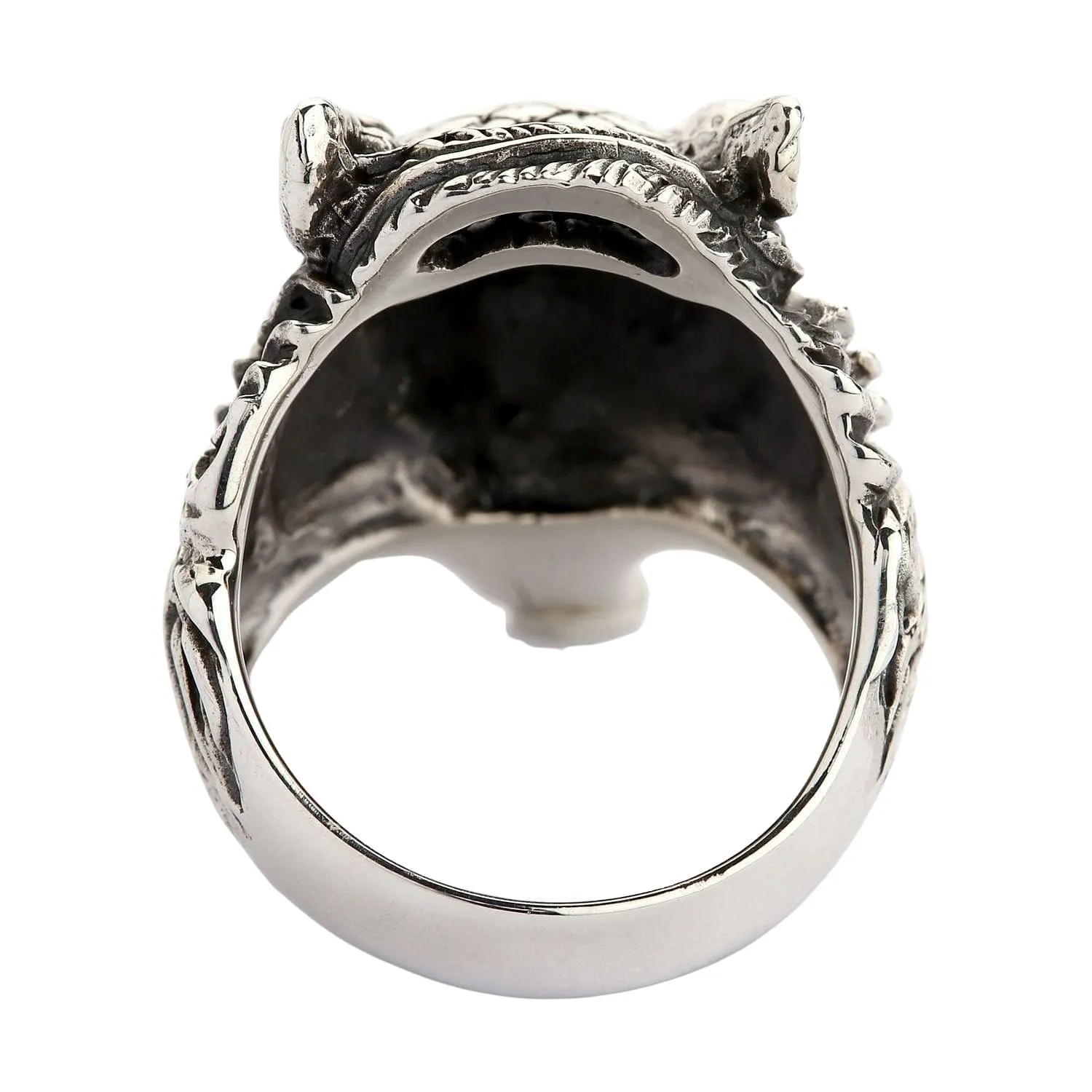 Red Eyes Owl Sterling Silver Gothic Ring