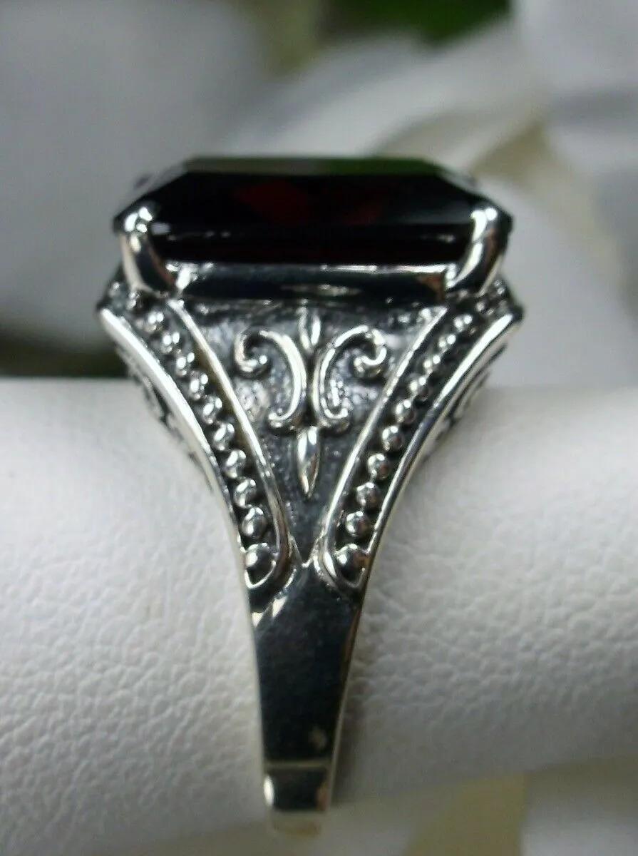 Red Garnet Ring, Renaissance Jewelry, Gothic Filigree #D131