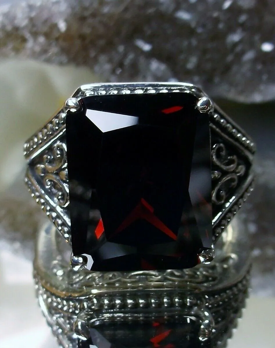 Red Garnet Ring, Renaissance Jewelry, Gothic Filigree #D131