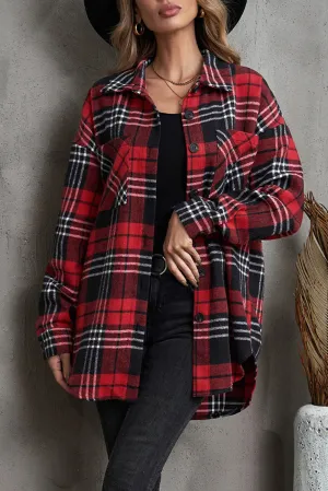 Red Grid Boyfriend Shacket