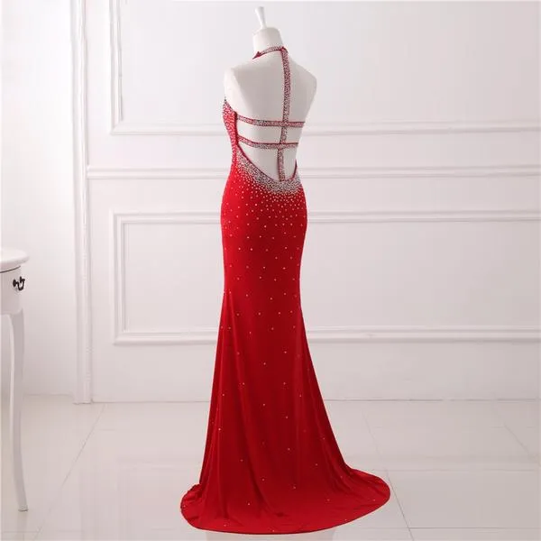 Red Mermaid Keyhole Prom Dress