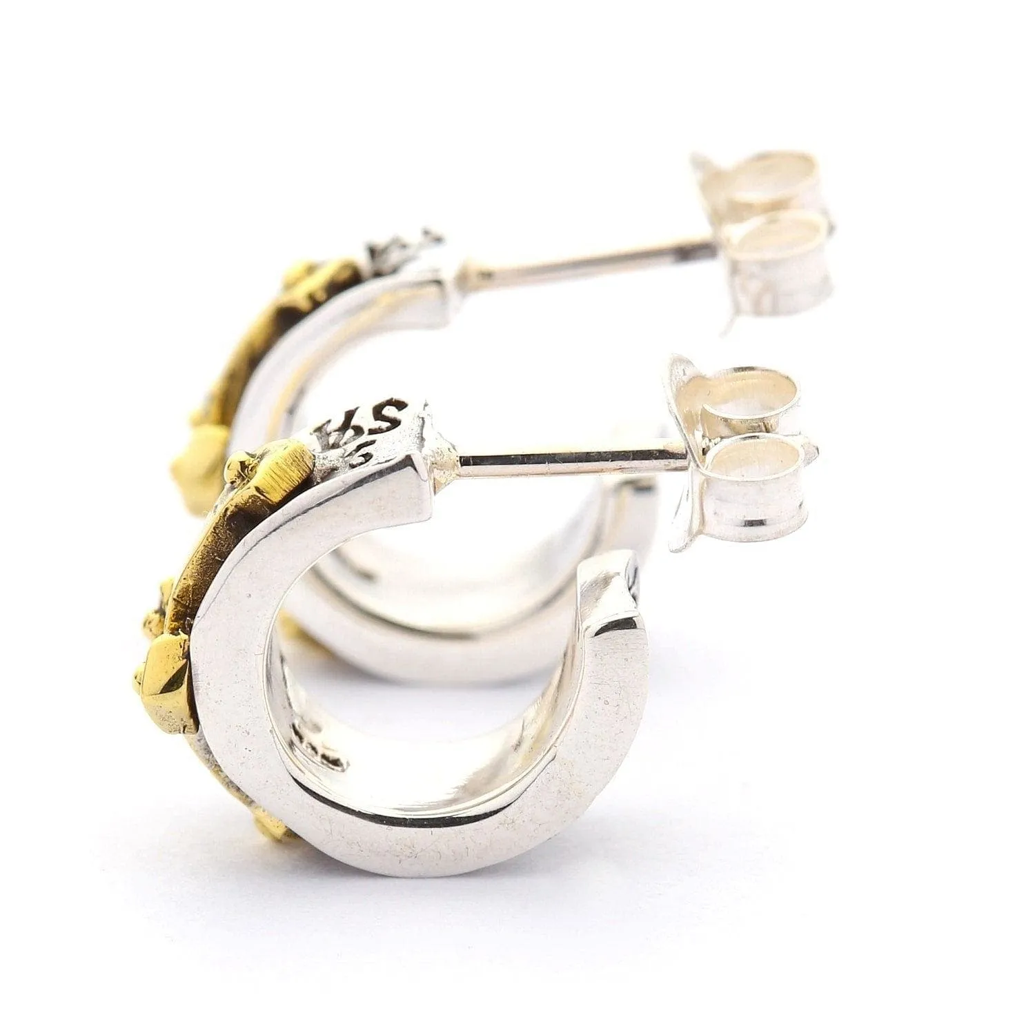 Rocker Cross Sterling Silver Biker Earrings