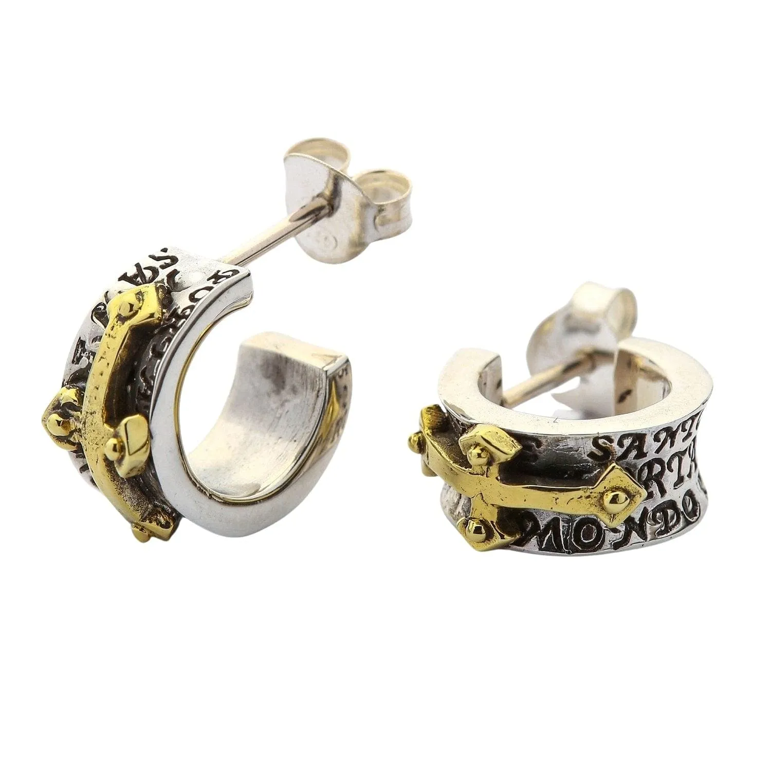 Rocker Cross Sterling Silver Biker Earrings