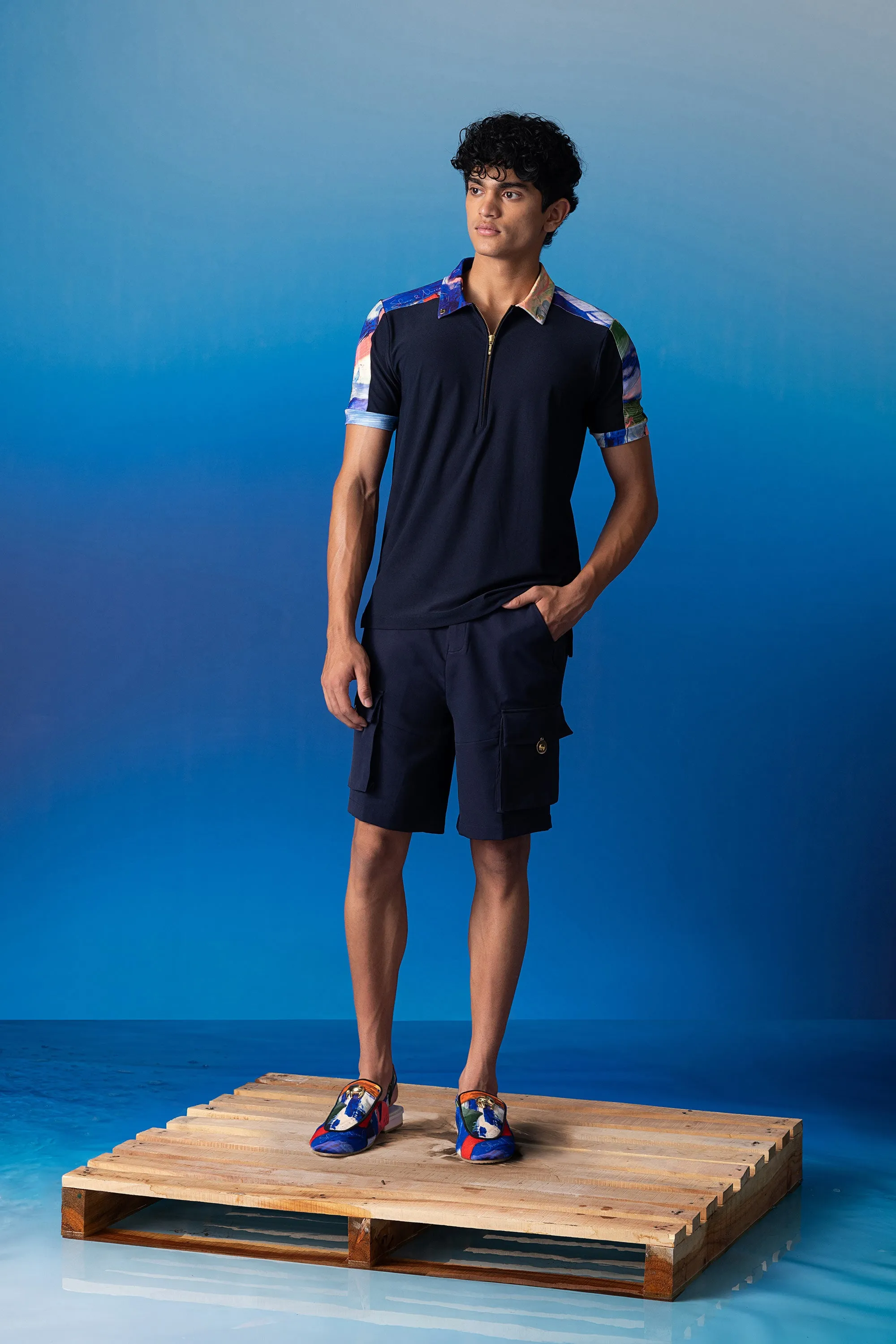Sapphire & Foxfires Zipper Polo