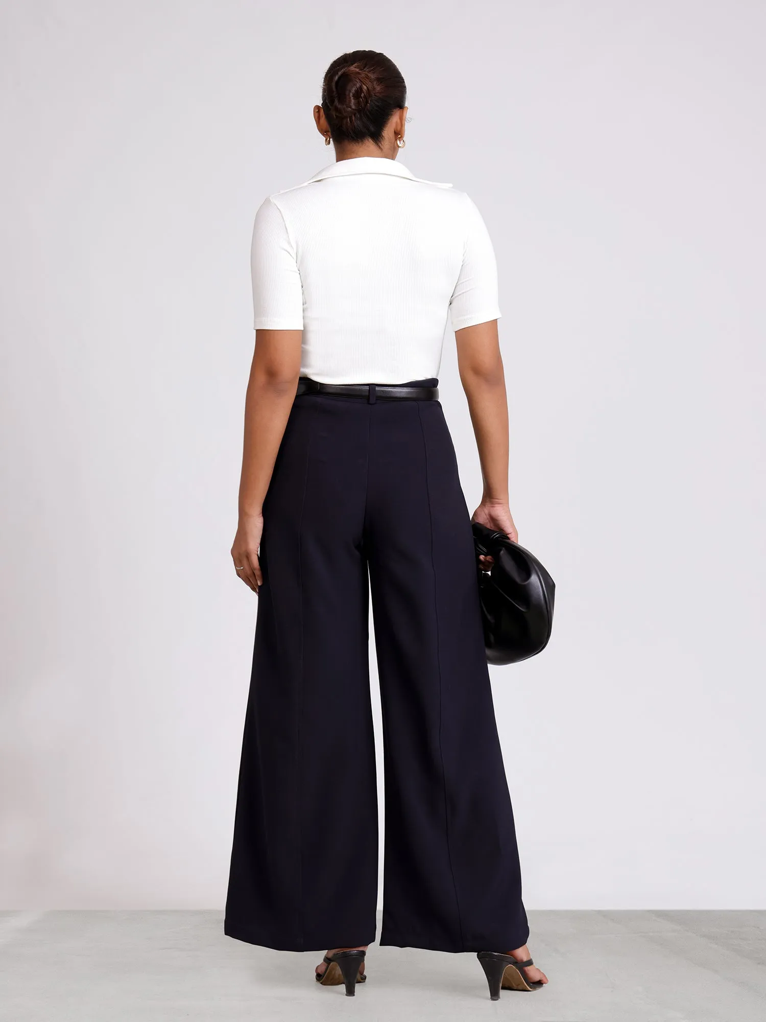 Seam Detailed Wide Leg Pant