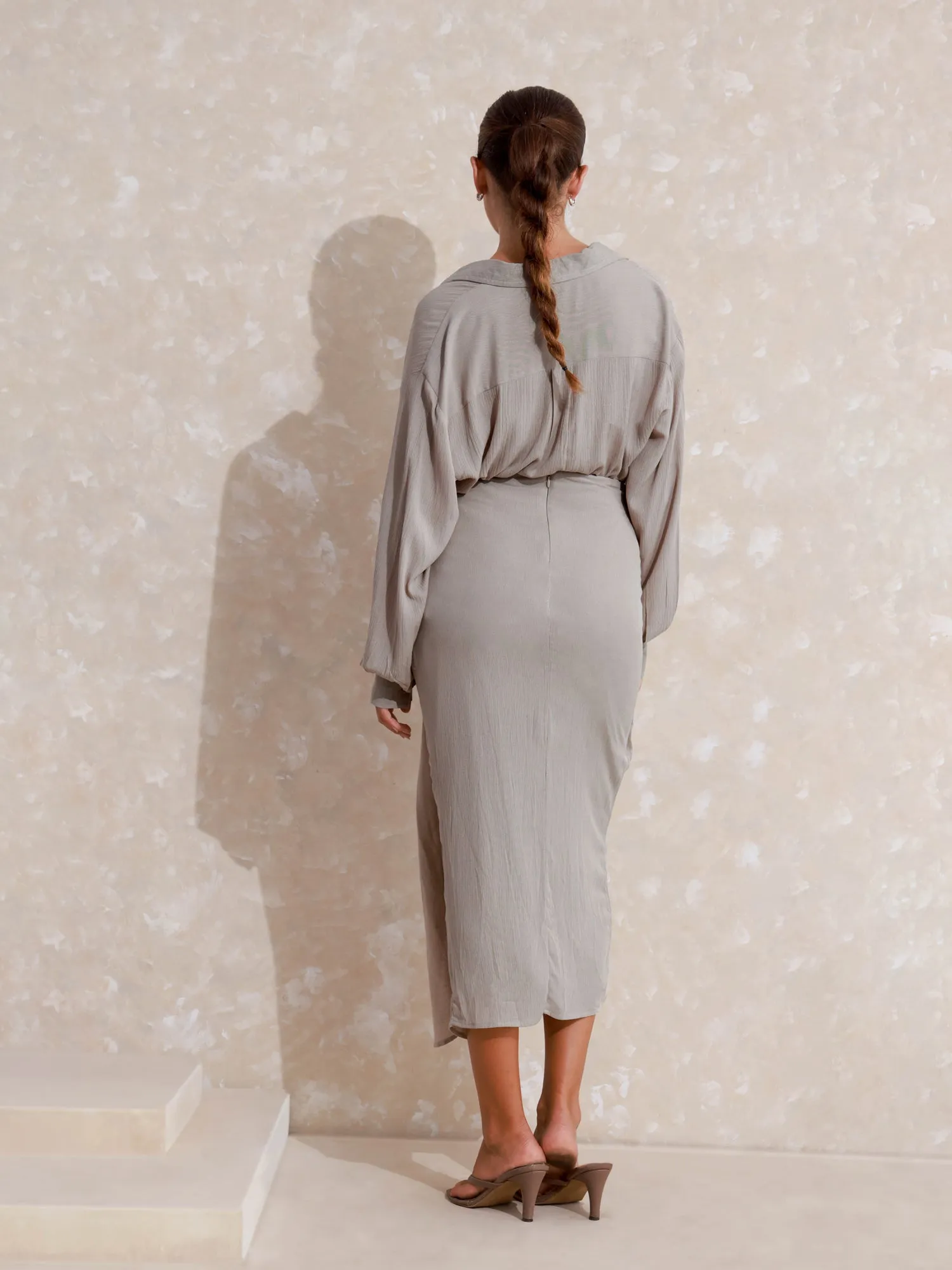 Side Tieup Midi Skirt