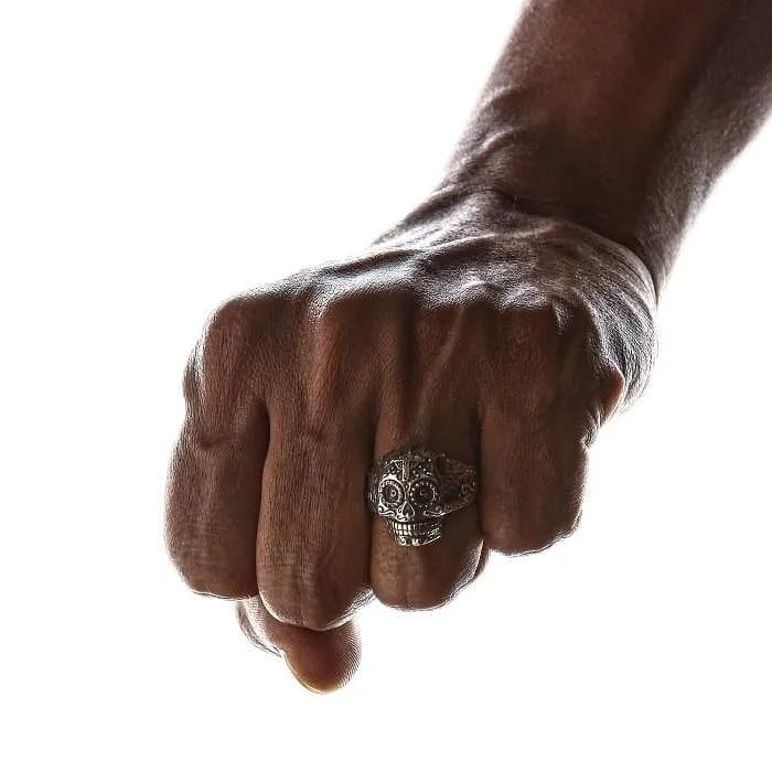 Silver Mexican Skull Womens Ring