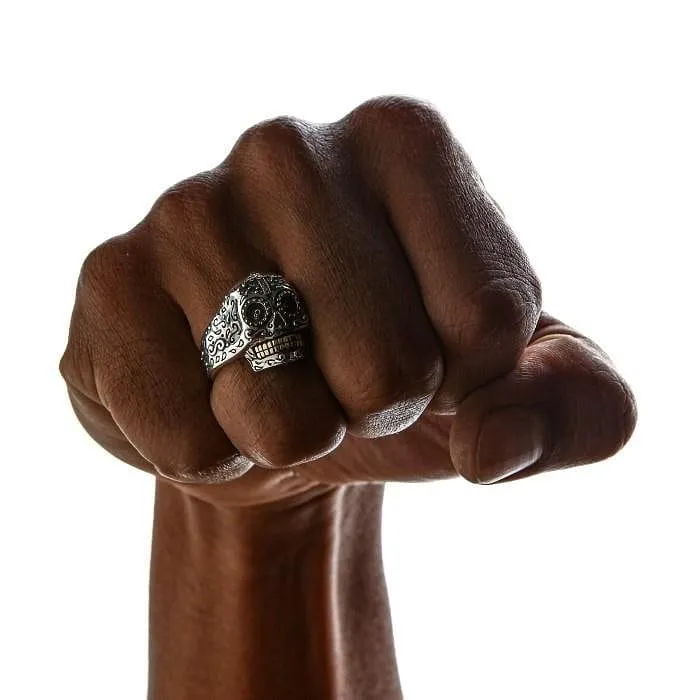 Silver Mexican Skull Womens Ring