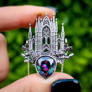 Silver Mystic Topaz Rose Cathedral Necklace