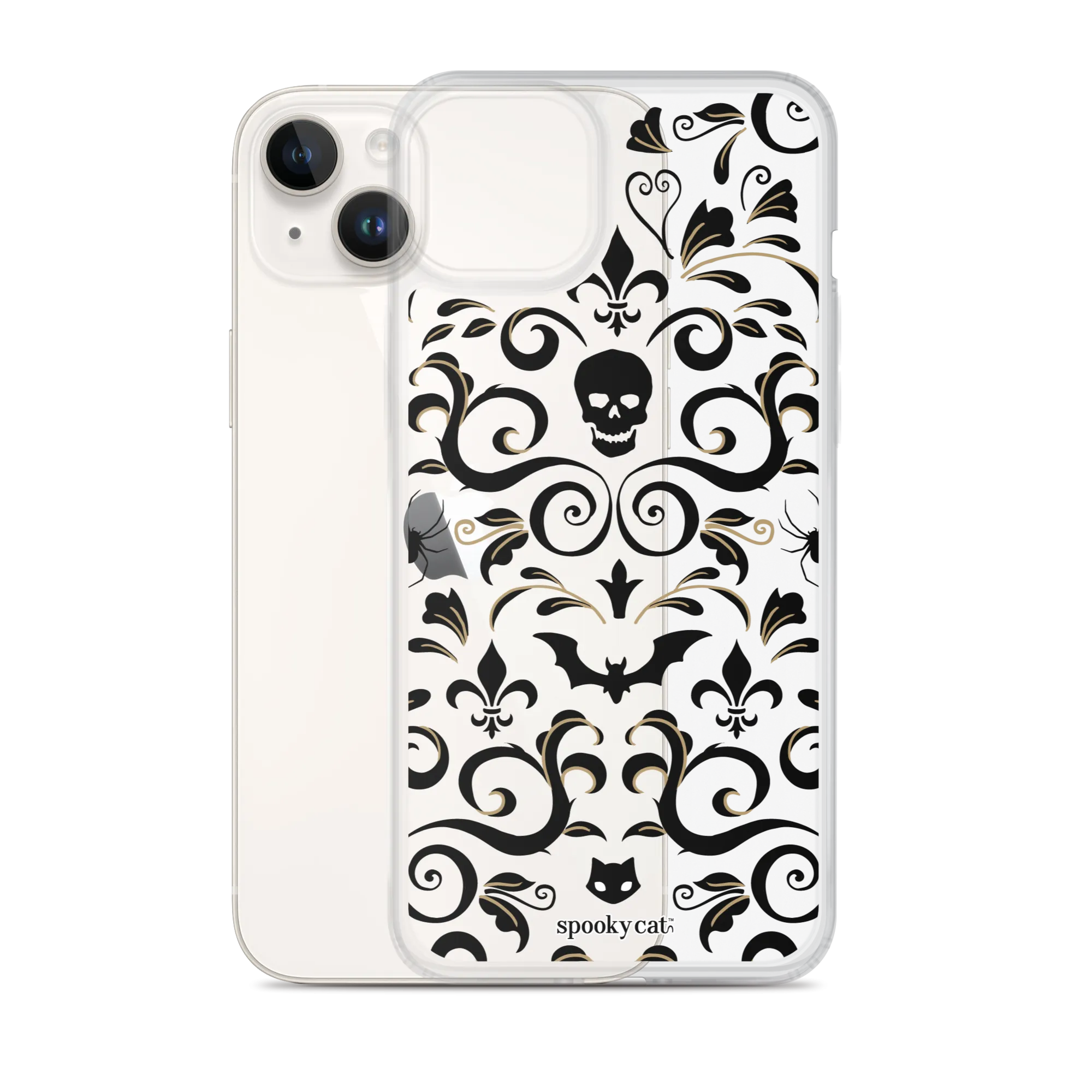 Skull Damask iPhone Case (Clear)