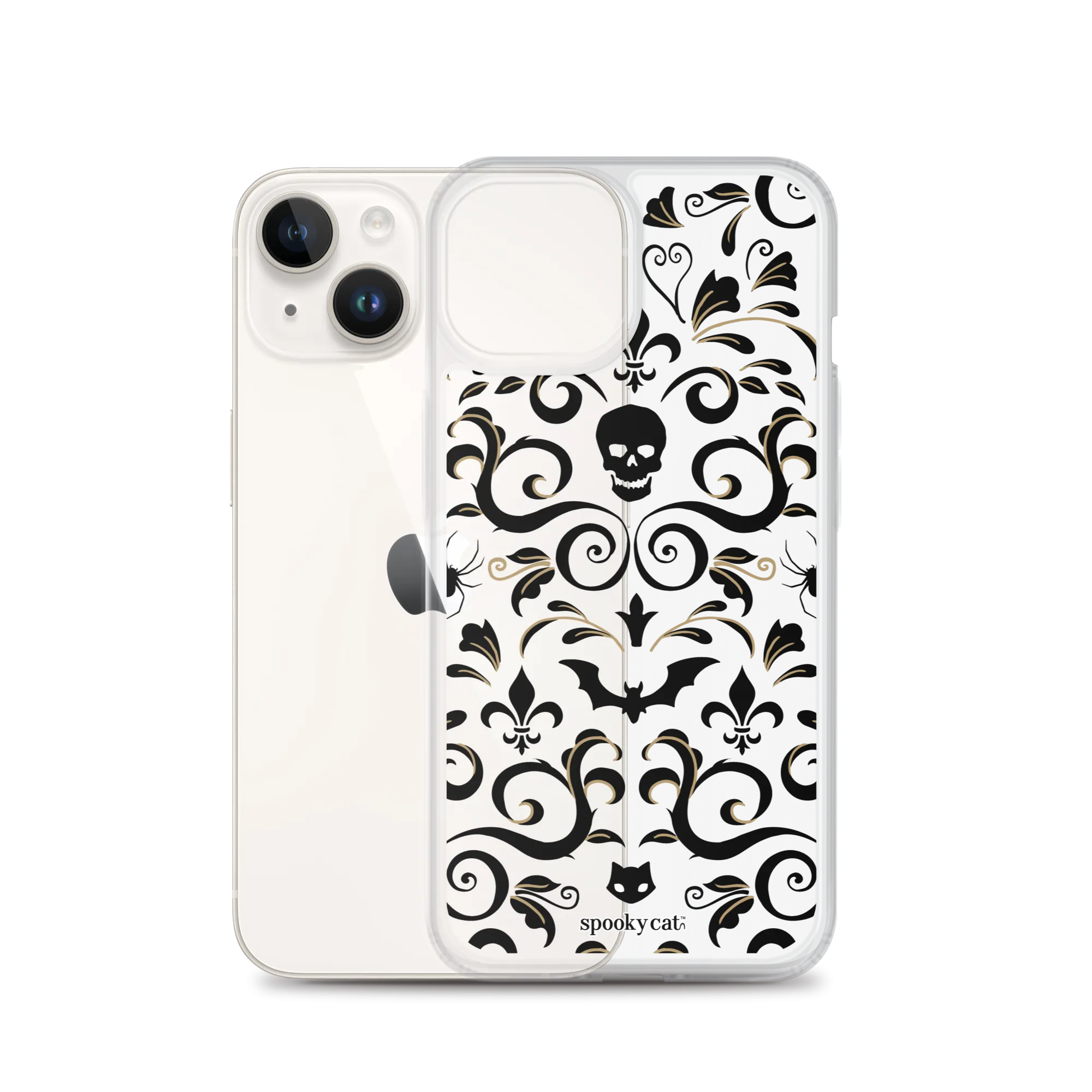 Skull Damask iPhone Case (Clear)
