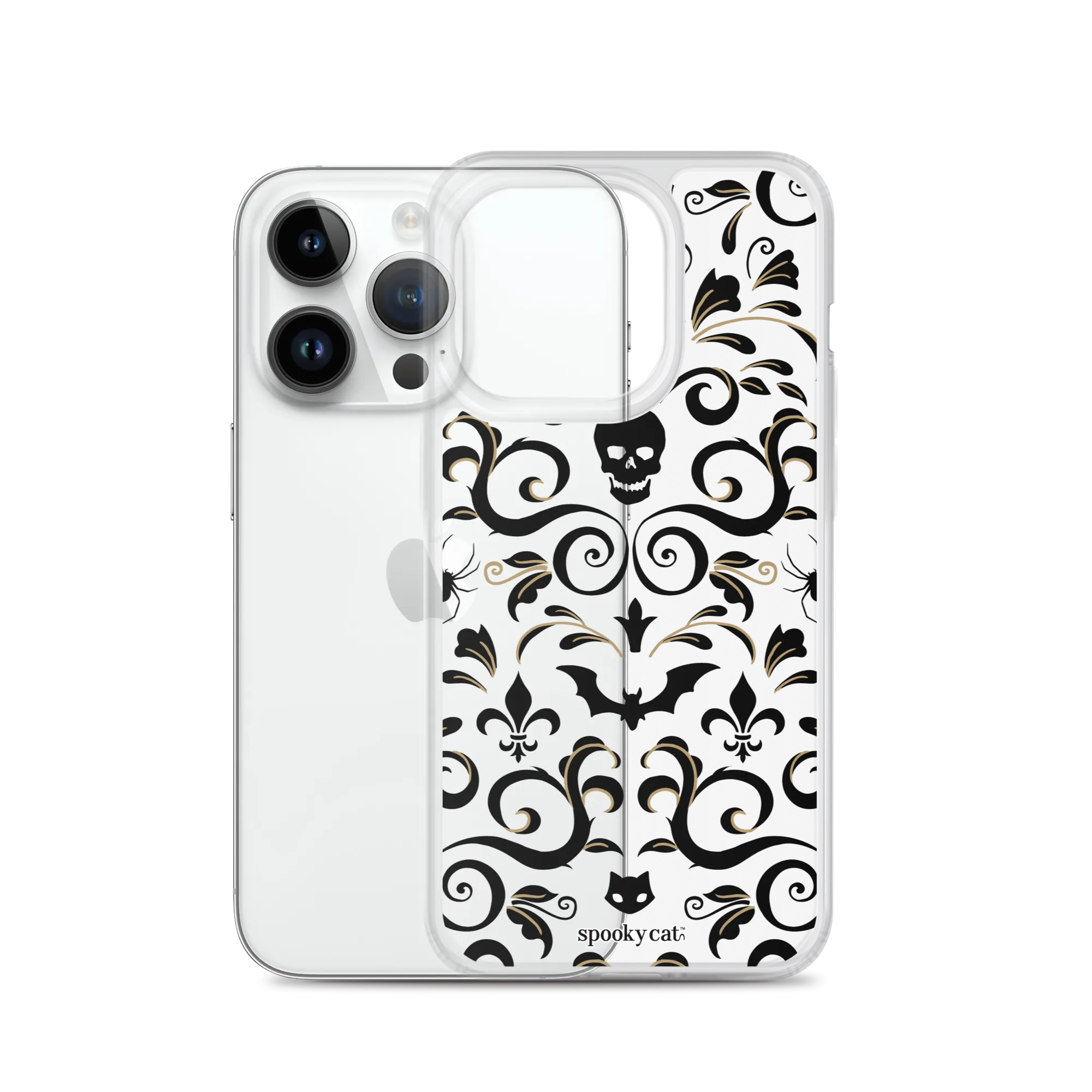 Skull Damask iPhone Case (Clear)