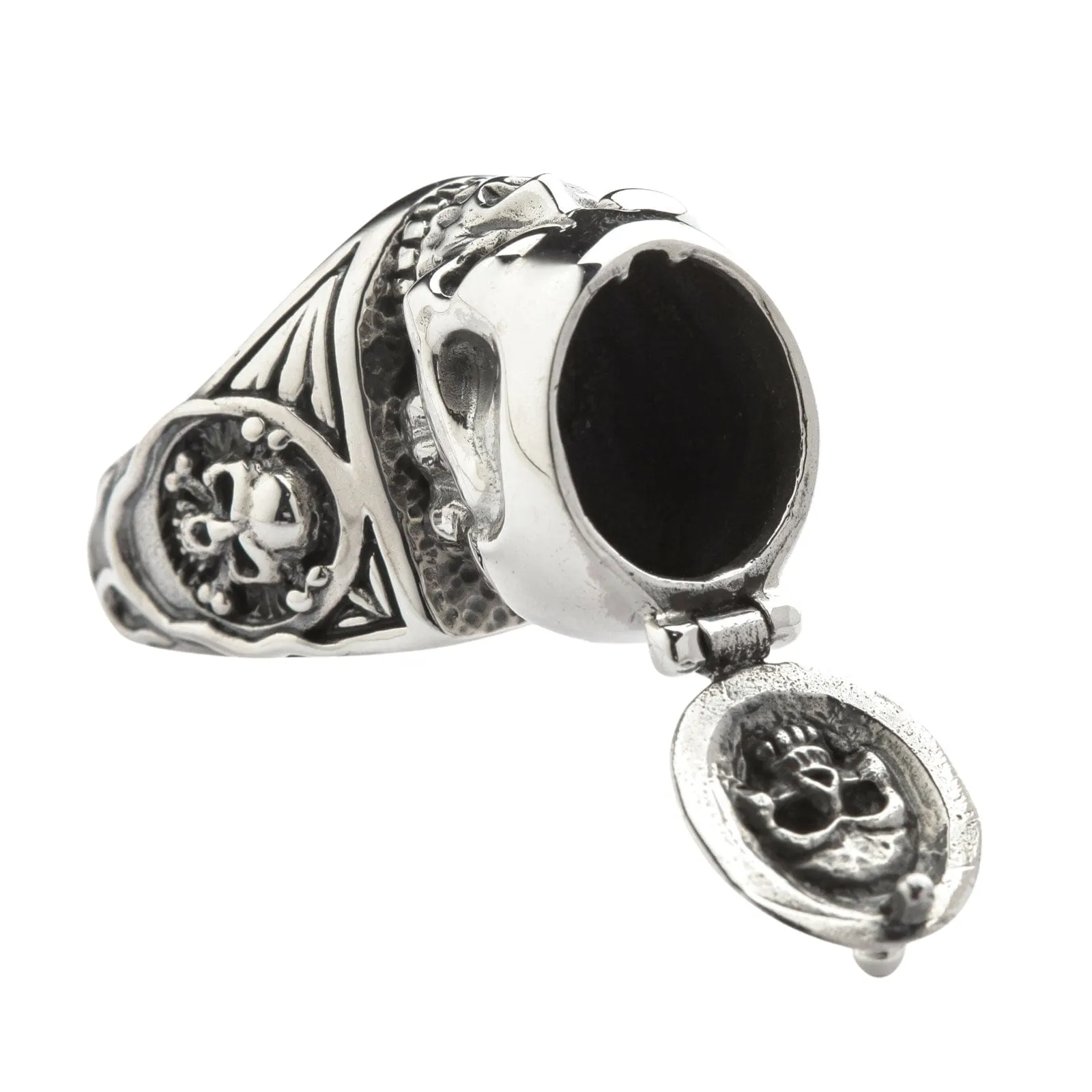 Skull Poison Pill Box Sterling Silver Gothic Ring