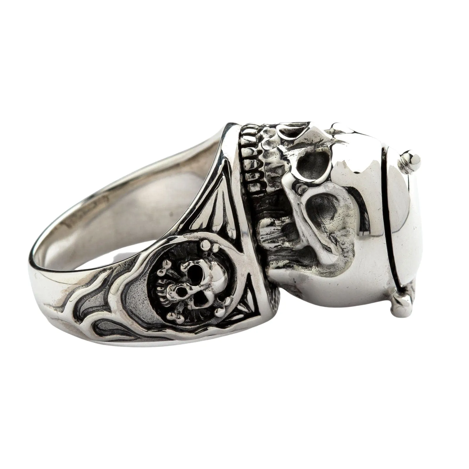 Skull Poison Pill Box Sterling Silver Gothic Ring