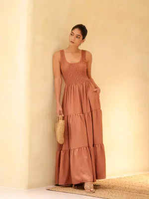 Smocking Detailed Tiered Maxi Dress