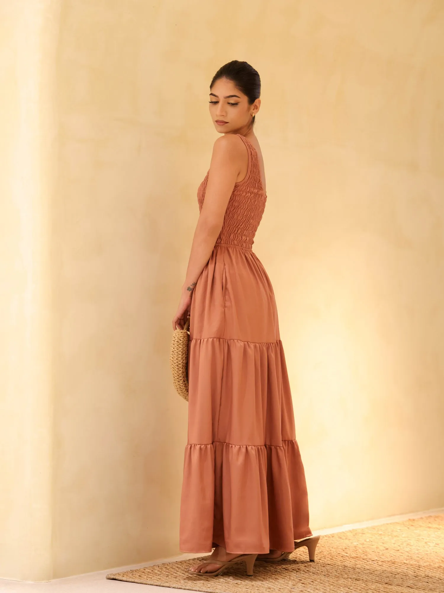 Smocking Detailed Tiered Maxi Dress