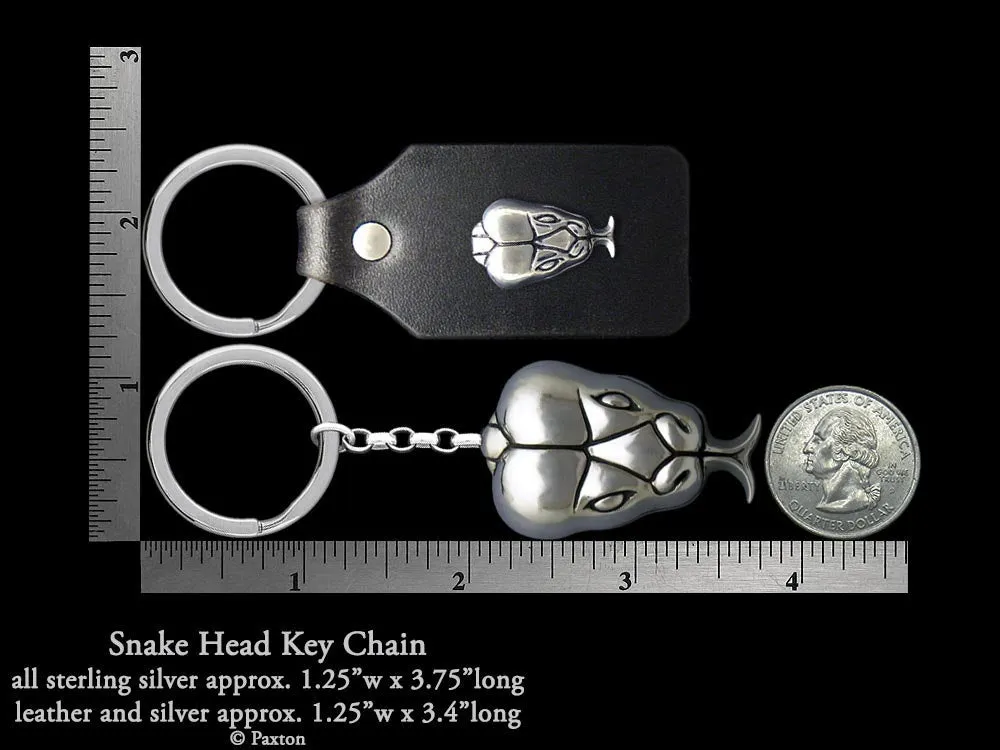 Snake Head Key Chain / Key Ring Sterling Silver