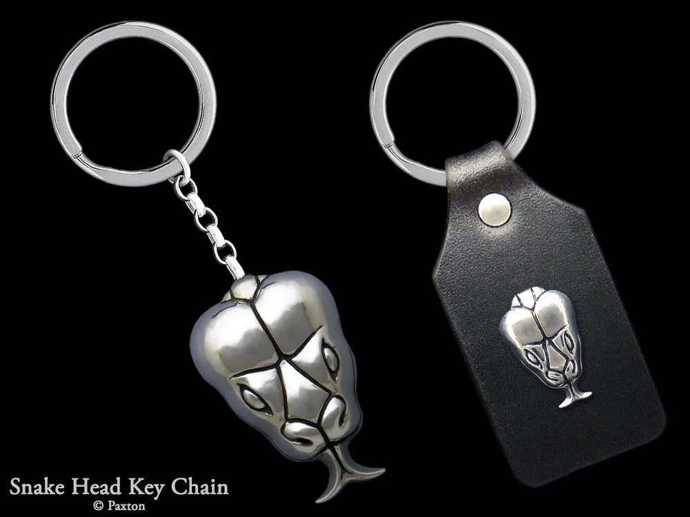 Snake Head Key Chain / Key Ring Sterling Silver