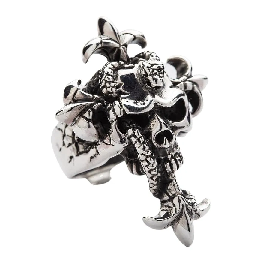 Snake Head Sterling Silver Skull Ring