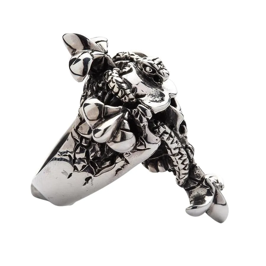 Snake Head Sterling Silver Skull Ring